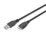 Digitus USB 3.0 Anschlusskabel, Typ A - mikro B St/St, 1.0m, USB 3.0 konform, sw