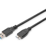 Digitus USB 3.0 Anschlusskabel, Typ A - mikro B St/St, 1.0m, USB 3.0 konform, sw