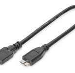 Digitus USB 3.0 Anschlusskabel, USB A - Micro USB B St/St, 0.25m, USB 3.0 konform, sw