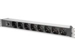 Digitus Steckdosenleiste mit Aluminiumprofil und Vorsicherung, 8-fach Italienische Ausgang, 2 m Zuleitung IEC C14 Stecker