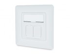 Digitus CAT 6A Klasse EA Anschlussdose, geschirmt 2x RJ45, LSA, reinweiß, Unterputz, 8 Richtungen