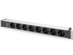 Digitus Steckdosenleiste mit Aluminiumprofil, 8-fach Schutzkontaktsteckdose, 2 m Zuleitung, IEC C20 Stecker
