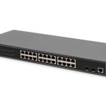Digitus 24-Port Gigabit PoE Netzwerkswitch,19 Zoll, L2 managed, 2 Uplink Ports, SFP, 430 W, af/at