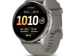 Garmin Venu® 4 Smartwatch Schwarz/Silber 45 mm mit Schnellwechsel-Silikon-Armband 22 mm Grau
