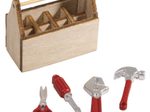 Rayher Dekoartikel Wichtel Mini Werkzeugkiste natur, rot, silber