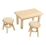 Rayher Dekoartikel natur Wichtel Mini Tisch mit 2 Hockern, 1 Set