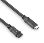 PureLink USB-C auf USB-C M/F Kabel - USB4 Gen 2x2, 5A, EPR 240W, 20G, DP Alt-Mode - PureInstall MicroX4 - schwarz - 1,50m