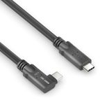 PureLink USB-C auf USB-C 90° Links/Rechts-Kabel - USB 3.2 Gen 1x2, 5A, SPR 100W, 10G, DP Alt-Mode - PureInstall MicroX4 - schwarz - 4,00m