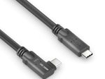 PureLink USB-C auf USB-C 90° Links/Rechts-Kabel - USB 3.2 Gen 1x2, 5A, SPR 100W, 10G, DP Alt-Mode - PureInstall MicroX4 - schwarz - 5,00m