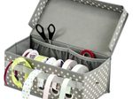 Zeller Geschenkband-Organizer grau/weiß 29,0 x 15,0 x 12,0 cm