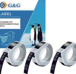 G&G Prägebänder 3D ersetzt Dymo S0847730, 9 mm, weiß auf schwarz