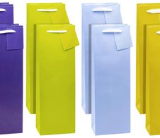 TSI Geschenktüten für Flaschen TRENDFARBEN dunkelrot, lia, grün, hellblau, gelb, rosa 12,0 x 36,0 cm, 12 St.