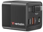 verbatim 65W USB-A, USB-C GaN Ladegerät mit einziehbarem Kabel, schwarz