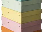 FALKEN PURE Aufbewahrungsbox 1250 Blatt pastellorange, pastellblau, pastellrosa, pastellgrün, pastellgelb 24,0 x 32,0 x 10,0 cm, 5 St.