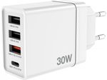 verbatim 30W 3x USB-A, USB-C Ladegerät, weiß