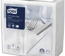 TORK Bestecktaschen Soft Guten Appetit weiß 9,8 x 19,8 cm, 1.200 St.