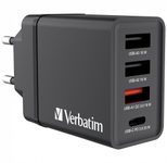 verbatim 30W 3x USB-A, USB-C Ladegerät, schwarz