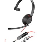 Poly Blackwire 5210 Monaural USB-C-Headset +3,5-mm-Stecker +USB-C/A-Adapter