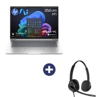 HP ProBook 4 G1q Snapdragon® X X1-26-100 (D6JU7ES#ABD) inklusive HP Poly Mission 425 Stereo-USB-Headset (C01B6A6#AC3)