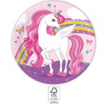 Procos Einhorn Regenbogenfarben Pappteller für Einhornpartys