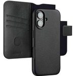 Accezz 2-in-1 Klapphülle aus Leder mit MagSafe für das Apple iPhone 16 - Onyx Black
