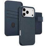 Accezz 2-in-1 Klapphülle aus Leder mit MagSafe für das Apple iPhone 17 Pro Max - Nightfall Blue