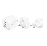 Belkin BoostCharge Pro 70 W 3-Port-GaN-Ladegerät inkl. Reiseadapter-Set, weiß