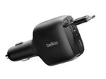 Belkin BoostCharge 75 W Kfz-Ladegerät mit einziehbarem Kabel, schwarz