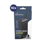 MediaRange Mobiler Zusatzakku / Powerbank 10.000mAh mit integrierten Ladekabeln und LC-Display