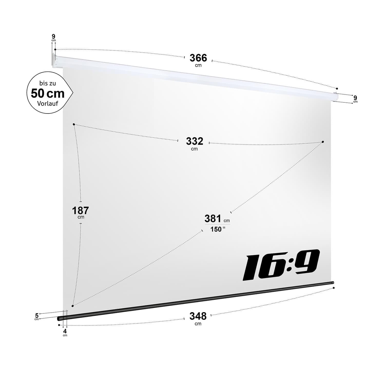 eSmart Germany Akustik-Motor Leinwand MIMOTO 332 x 187 cm (150") 16:9