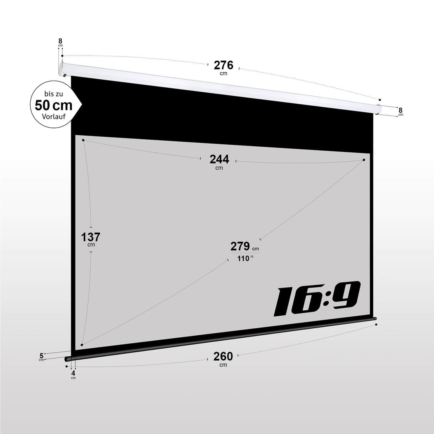 eSmart Germany Tageslicht-Motor Leinwand MIMOTO GRAU 244 x 137 cm (110") 16:9