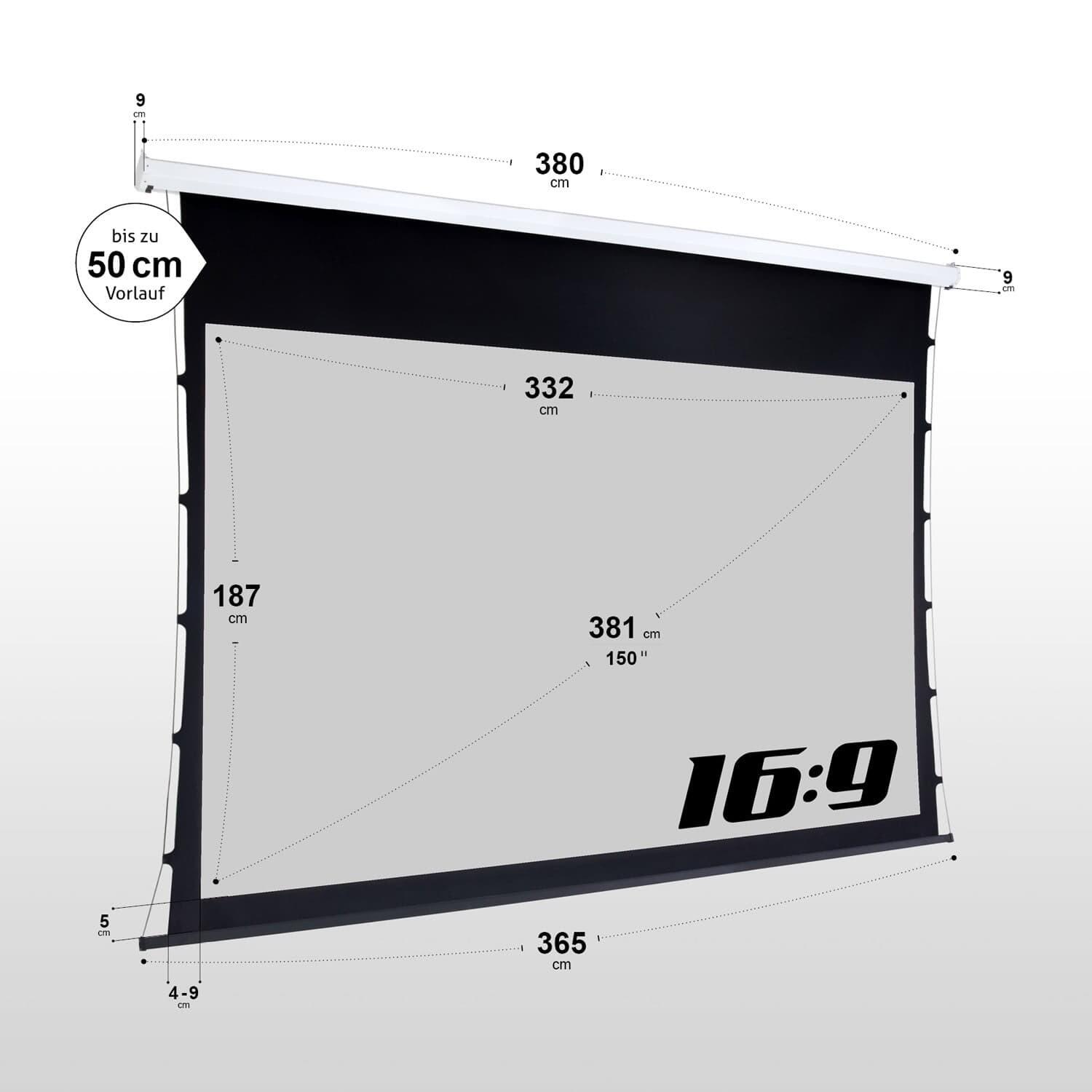 eSmart Germany Tageslicht Tension Leinwand GRAU Glasfaser 332x187 cm (150") 16:9