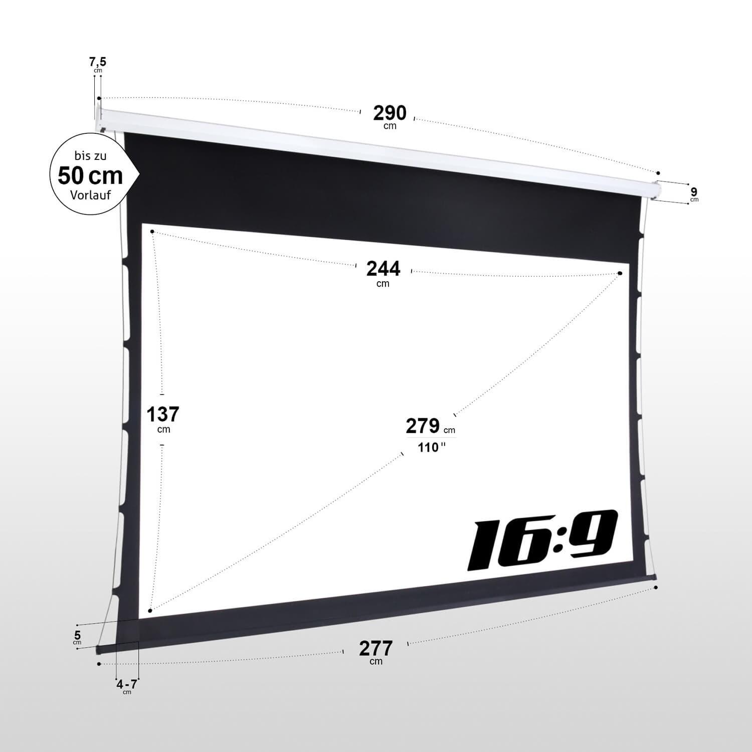 eSmart Germany Tension Leinwand TATENSO Glasfaser 244 x 137 cm (110") 16:9