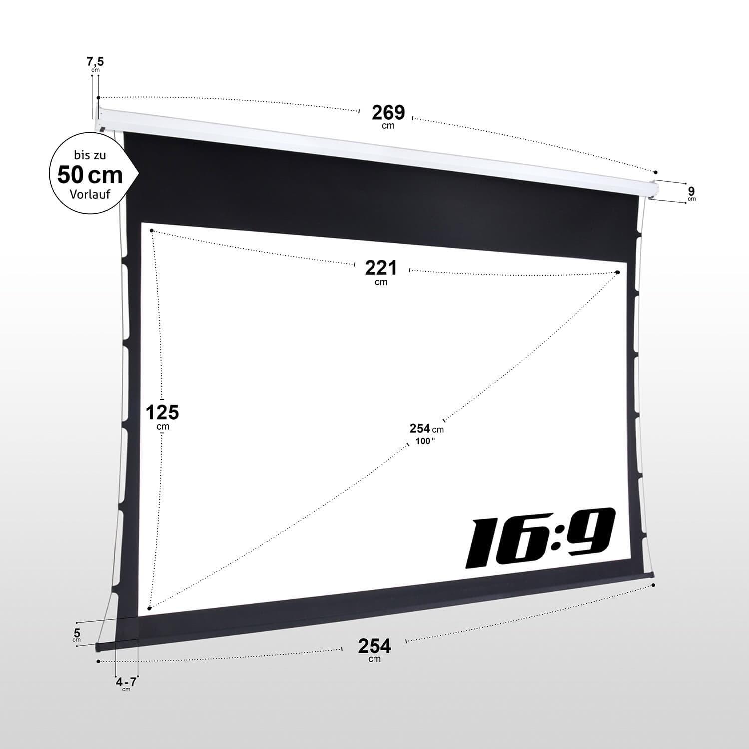 eSmart Germany Tageslicht Tension Leinwand GRAU Glasfaser 221x125 cm (100") 16:9