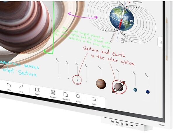 Samsung Flip Pro WM65B Flipchart 165 cm 65 Zoll inkl. Neomounts FL55-875WH1 motorisierter Rollwagen & Tray CY-TF65BBC