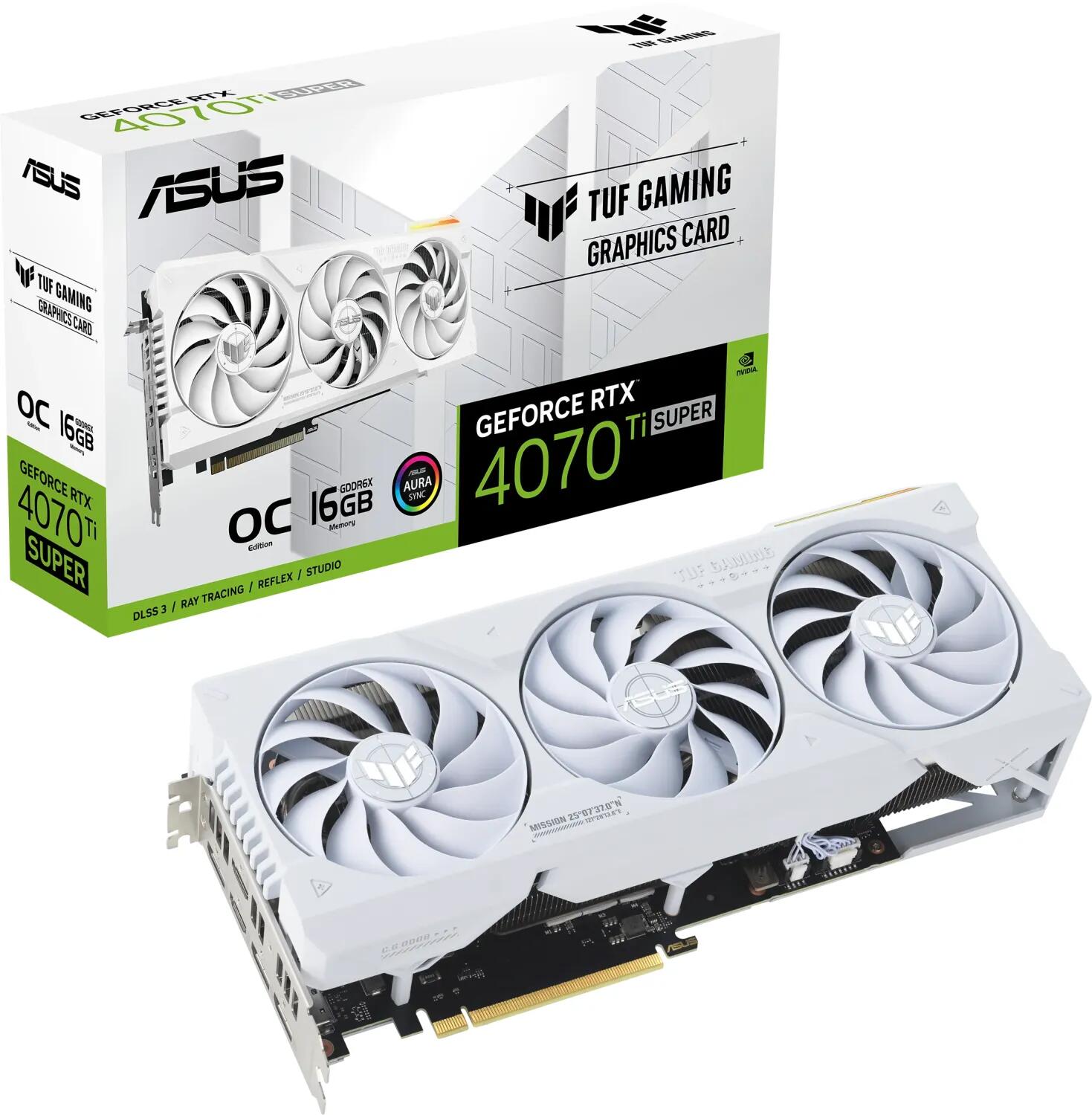 ASUS TUF Gaming GeForce RTX 4070 Ti SUPER OC White, 16GB GDDR6X, 2x HDMI, 3x DP